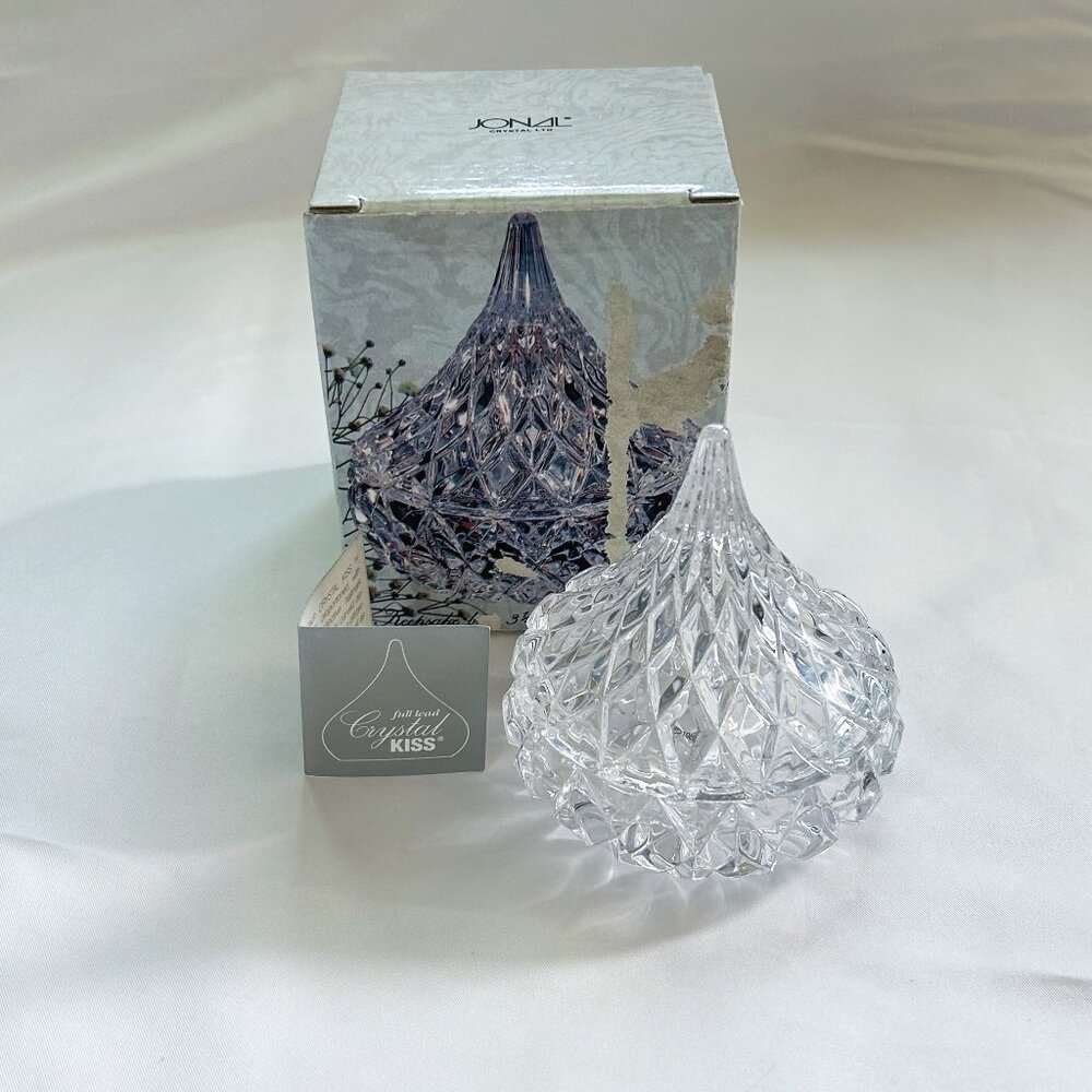 Hershey's Kiss 1987 Lead Crystal Two-Piece Dish by Jonal with Box